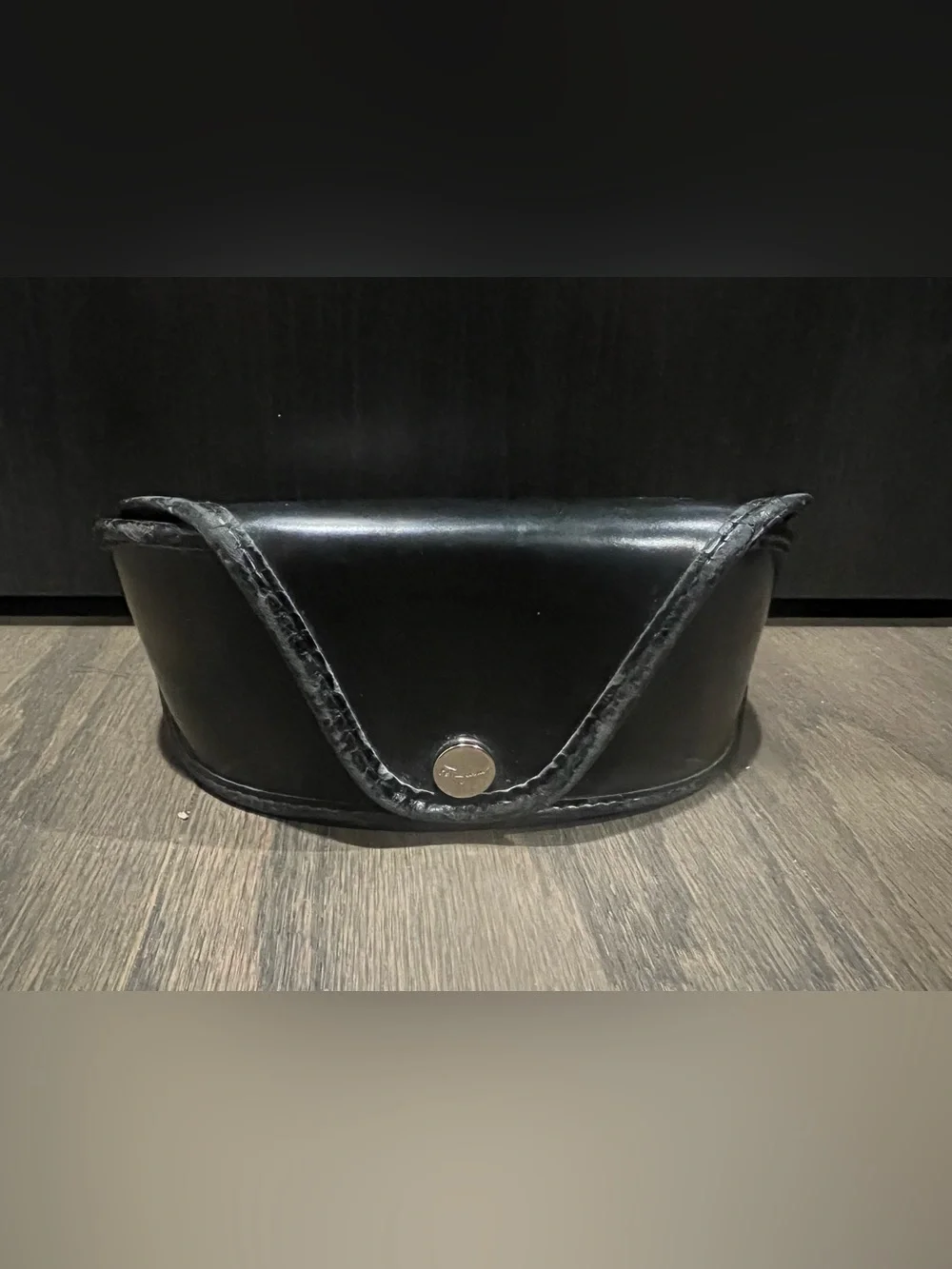 Authentic Salvatore Ferragamo Black Leather Snap Sunglasses Case